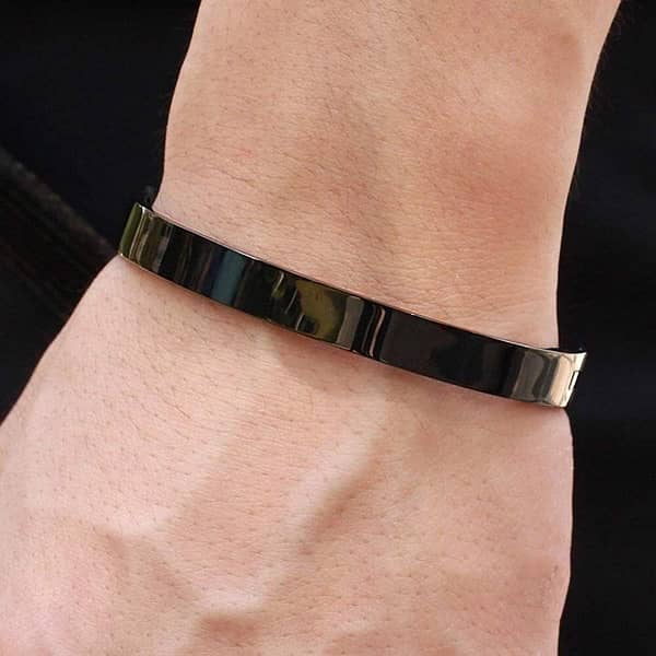 Black,Golden & silver stainless Steel kara bracelet for men (boy's) 4