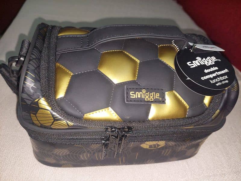 Smiggle branded Double Decker Lunchbox Soccer Design 2
