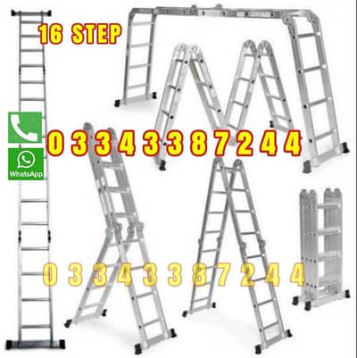 ALMUNIUM FOLDING LADDER A TYPE. USE. AND SINGLE BOTH 16 STEP