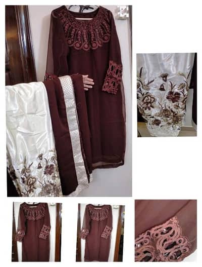 new 3 pc small size chiffon stitch suit