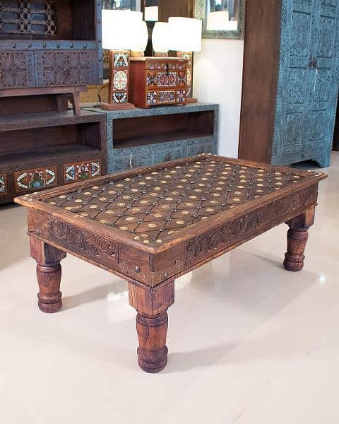 coffee table center table and set in best finishing made  hand carved 2