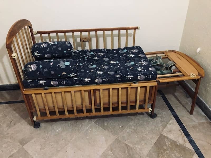 Convertable wooden baby bed moveable 6