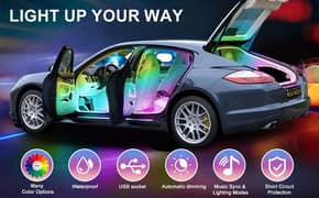 SUNNEST Car LED Strip Light Kit,4PCS USB Car Interior Light MultiColor 0