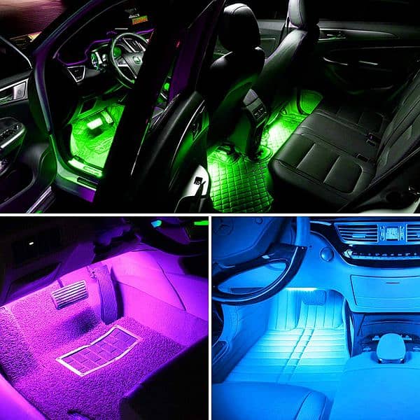 SUNNEST Car LED Strip Light Kit,4PCS USB Car Interior Light MultiColor 8