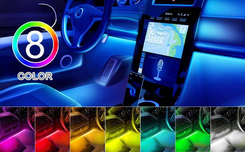 SUNNEST Car LED Strip Light Kit,4PCS USB Car Interior Light MultiColor 16