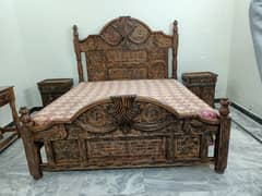 king size bed sides table and with dressing room in best Swati carving