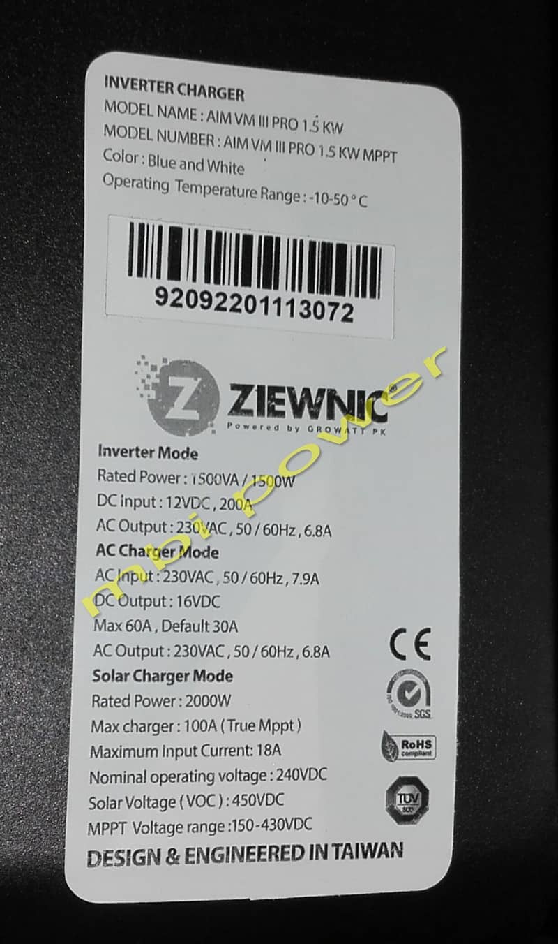 1.5 KW Pure Sine Wave Solar Inverter UPS Aim Vm-III Pro ZIEWNIC 4