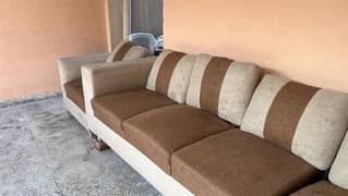 L-Shape 7 Seater Sofa in Jute Fabric