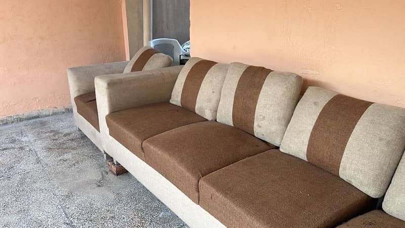 L-Shape 7 Seater Sofa in Jute Fabric 0