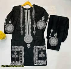 2pcs dress black embroidery  with free delivery