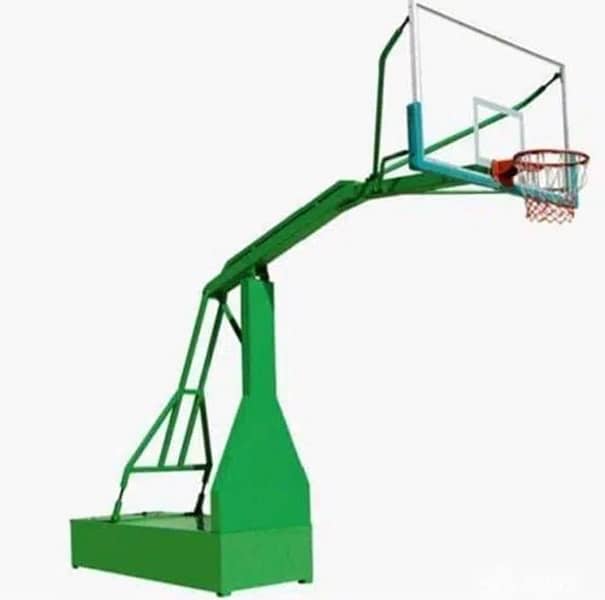 basketball moveable poles with glass board and ring 0