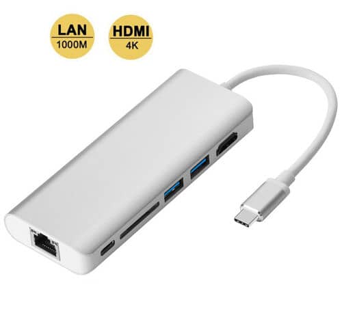 Type C to USB 3.0 HUB SD Card Reader HDMI Ethernet RJ45 Cable Adapter 3