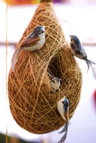 Hanging Bird nest pair for home and garden decorations 4