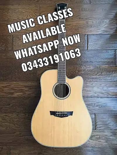 Full jumbo guitar available get your music classes today 0