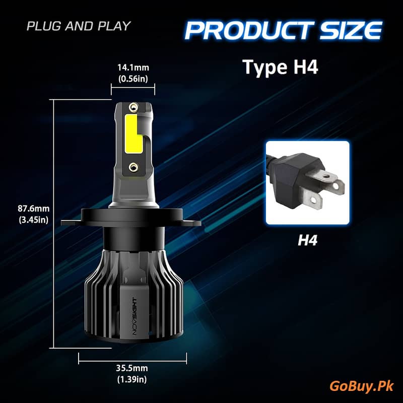Car LED Head Light Bulb (Pair) H4/H11/9005 - NOVSIGHT with Warranty. 7