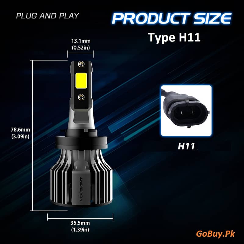 Car LED Head Light Bulb (Pair) H4/H11/9005 - NOVSIGHT with Warranty. 8