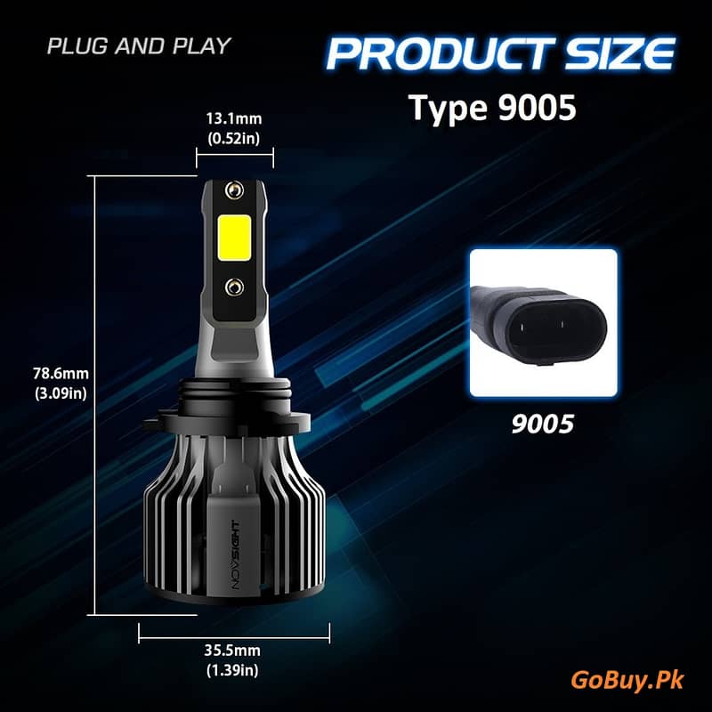 Car LED Head Light Bulb (Pair) H4/H11/9005 - NOVSIGHT with Warranty. 9