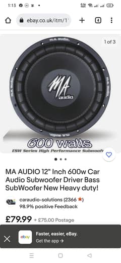 Car Woofer MA Audio USA Original 0