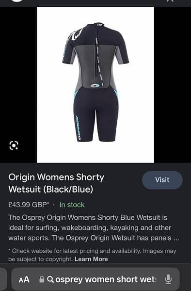 origin osprey shorty swimming costume wetsuit gym bathing imported 6