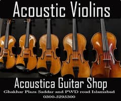 Quality violins collection at Acoustica guitar shop