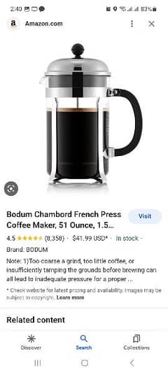 coffee maker made in swizerland by bodum