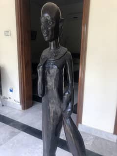 Exquisite Life-Size Ebony Statue of an African Woman
