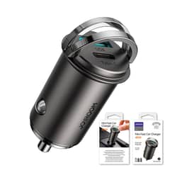 JOYROOM C-A35 45W Mini Dual-port PD+QC 3.0 Ring-pull Fast Car Charger