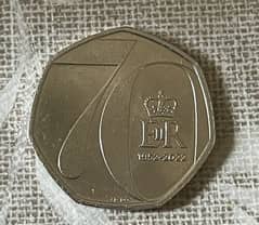 Rare 50p Coin 50 Pence HM Queen Platinum Jubilee 70th ER 2022