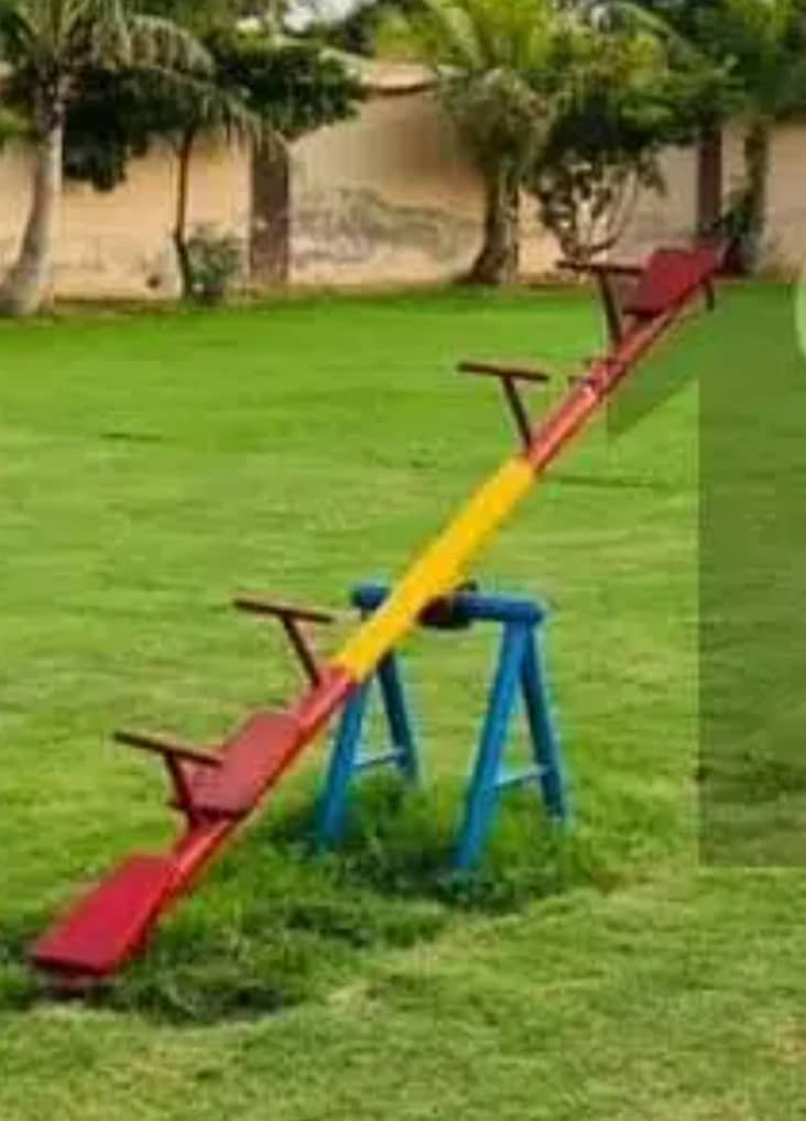 Play ground swings and roof parking shade. 8