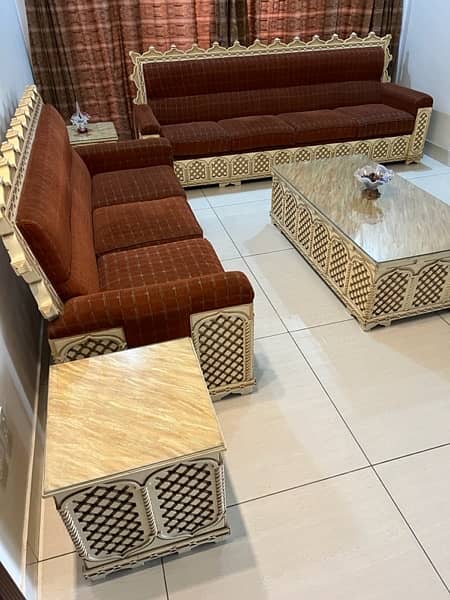 7 SEATER SOFA AND 3 TABLES 2