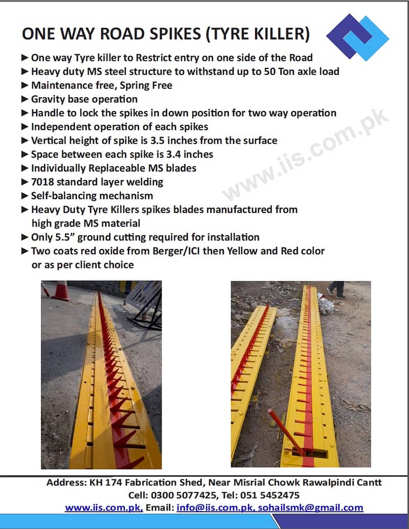 Tyre killers Road Blockers, Barrier, Fire Doors in Pakistan 6