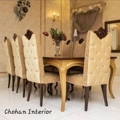 Chinioti Dinning Table with 6 & 8 chairs in wood