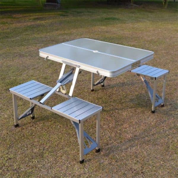 Outdoor Portable Picnic Folding Table With Desk Chairs Set 8