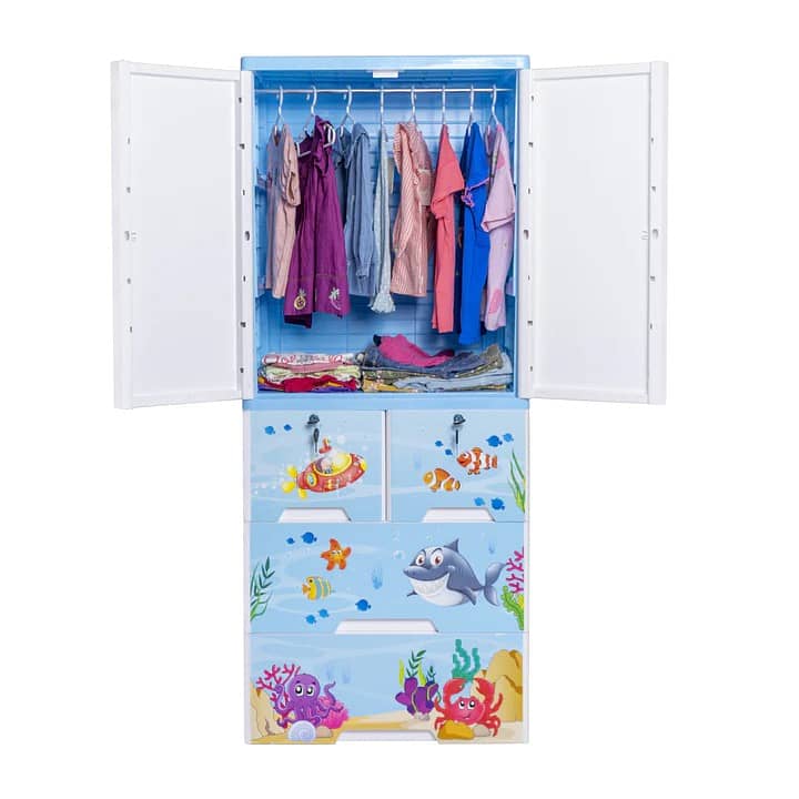 Kids Wardrobe Almirah Toys Drawers Cupboard Hanging Portion Cabinet 1