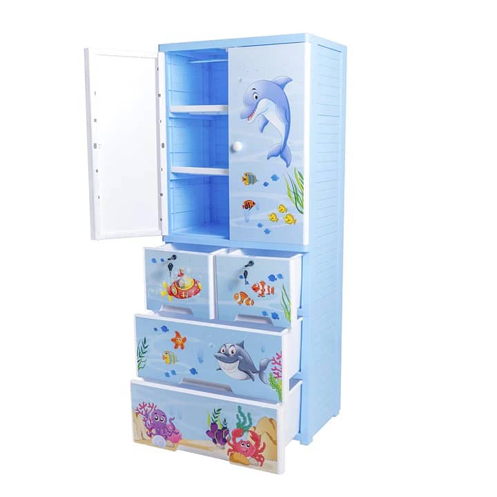 Kids Wardrobe Almirah Toys Drawers Cupboard Hanging Portion Cabinet 2