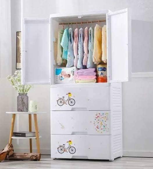 Kids Wardrobe Almirah Toys Drawers Cupboard Hanging Portion Cabinet 3