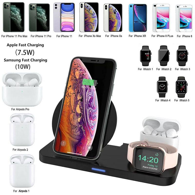 W40 3 in 1 Wireless Charger For iPhone Airpods Apple Watch 2