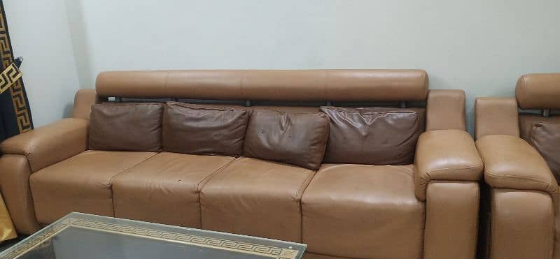 9 seater heavy sofa . . heavy leather (easily washable) 5