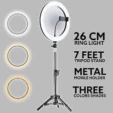 26cm Led Studio Camera Ring Light with 7 fit stand VR BOX or MICs 12