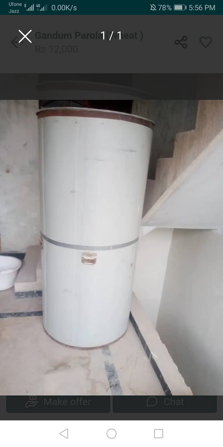 Parola, wheat drum, bharola, kaloti with stand for sale. Capacity 10mun 0