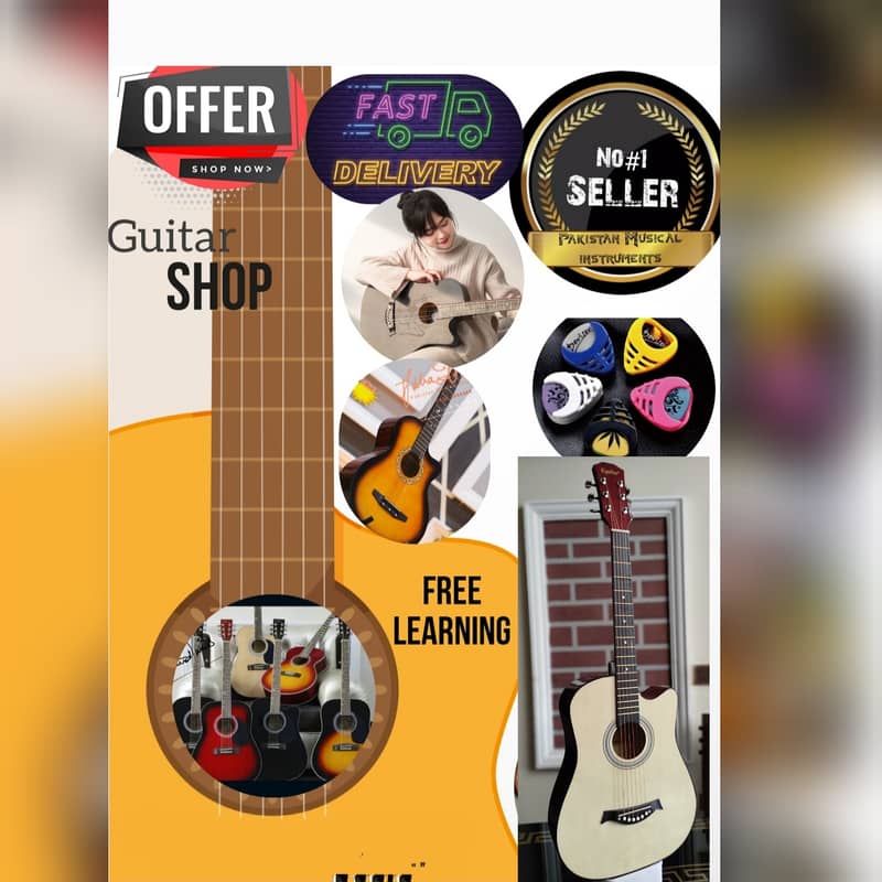 USA 15% OF | Acoustic Guitar Shop lahore Voilin Cajon ukulele Flutes 7