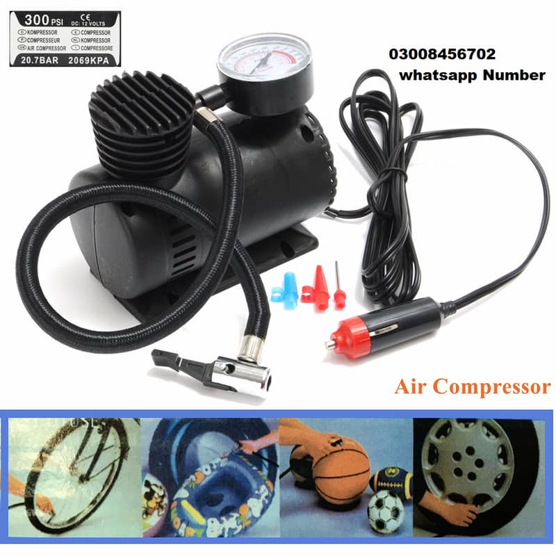 Air compressor For cars Bikes water Nozzels Car Dvr Back Camera lcd 0