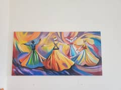 Sufi whirling abstract art painting 18 by 40 inches