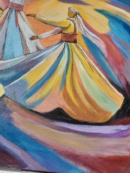 Sufi whirling abstract art painting 18 by 40 inches 3