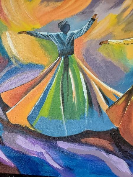 Sufi whirling abstract art painting 18 by 40 inches 4