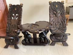 handmade antique African chairs and table for sale 0