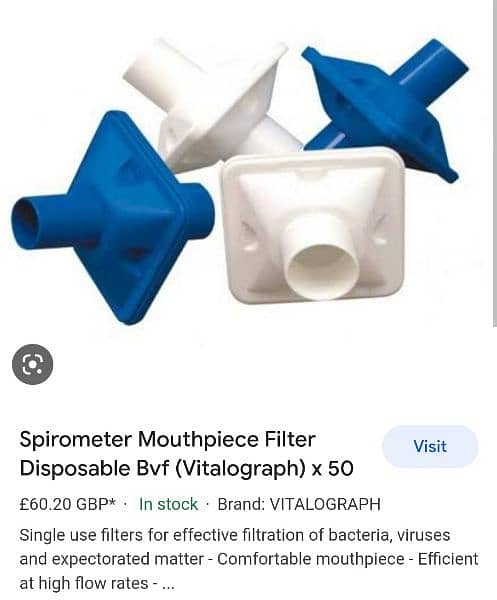 spirometer mouthpiece filter disposable Bvf vitalograph 4