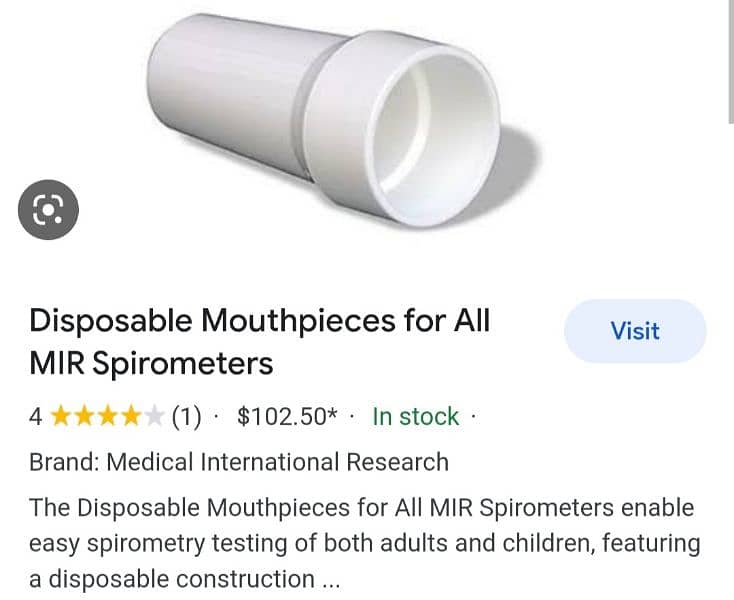 spirometer mouthpiece filter disposable Bvf vitalograph 5