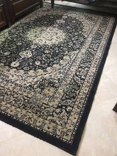 black and beige rug