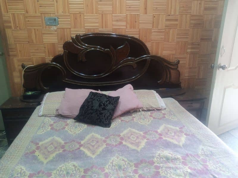 bed, double bed  ,wooden bed , bed with side draws 1